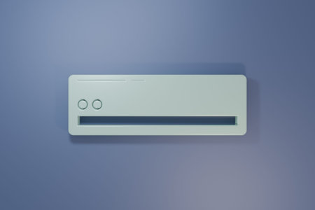 Gray Air conditioner icon isolated on purple-blue background. Split system air conditioning. Cool...