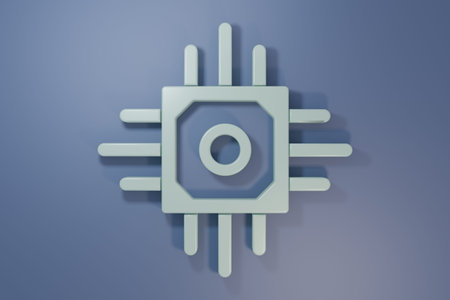 Gray Processor icon isolated on purple-blue background. CPU, central processing unit, microchip,...