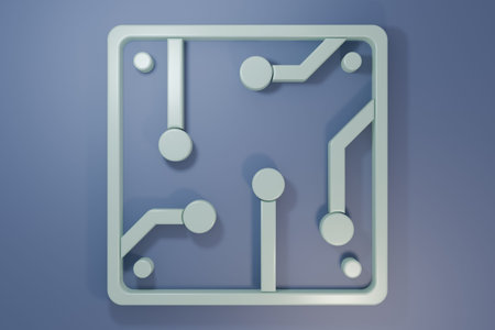 Gray Processor icon isolated on purple-blue background. CPU, central processing unit, microchip,...