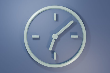 Gray Clock icon isolated on purple-blue background. Time symbol. Minimalism concept. 3D render...