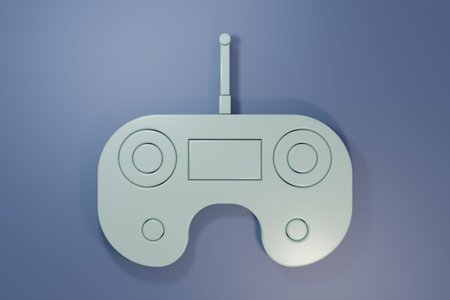 Gray Remote control icon isolated on purple-blue background. Minimalism concept. 3D render...