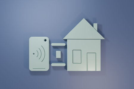 Gray Smart home icon isolated on purple-blue background. Remote control. Minimalism concept. 3D...