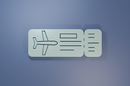 Gray Airline ticket icon isolated on purple-blue background. Plane ticket. Minimalism concept. 3D...
