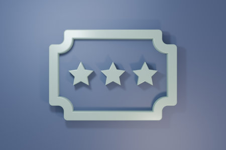 Gray Ticket icon isolated on purple-blue background. Amusement park. Minimalism concept. 3D render illustration.の写真素材