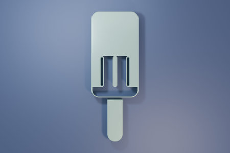 Gray Ice cream icon isolated on purple-blue background. Sweet symbol. Minimalism concept. 3D render...