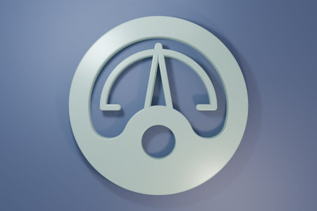 Gray Motor gauge gas icon isolated on purple-blue background. Empty fuel meter. Full tank indication. Minimalism concept. 3D render illustration.の写真素材