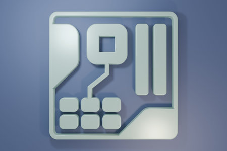 Gray Electronic computer components motherboard digital chip integrated science icon isolated on...