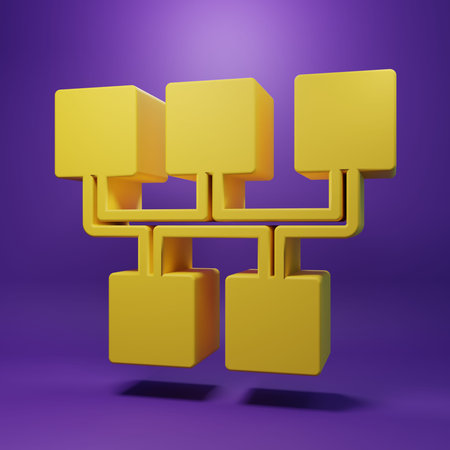 Yellow Gear shifter icon isolated on purple background. Transmission icon. Minimalism concept. 3D...