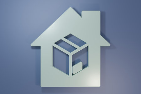 Gray Home delivery services icon isolated on purple-blue background. Minimalism concept. 3D render illustration.の写真素材