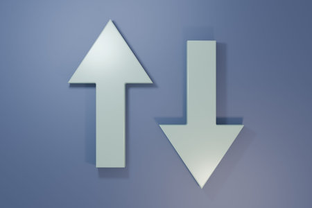 Gray Arrow icon isolated on purple-blue background. Direction Arrowhead symbol. Navigation pointer...