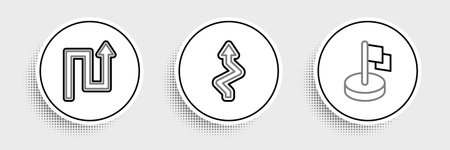 Set line Flag Arrow and icon. Vector.のイラスト素材