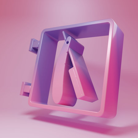 Purple-pink Barbershop with razor icon isolated on pink background. Hairdresser logo or signboard....