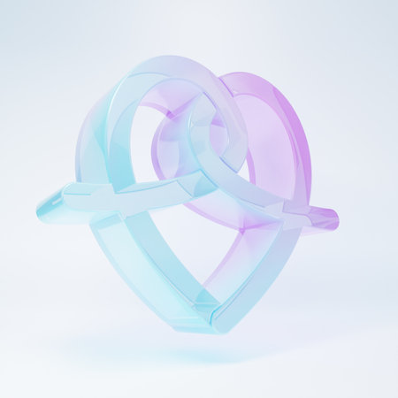 Frosted glass Pretzel icon isolated on white background. German comfort food pastry. Minimalism concept. 3D render illustration.の写真素材