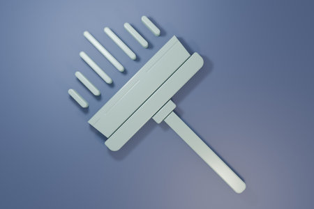 Gray Cleaning service with rubber cleaner for windows icon isolated on purple-blue background. Squeegee, scraper, wiper. Minimalism concept. 3D render illustration.の写真素材
