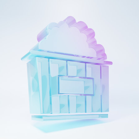 Frosted glass Popcorn in cardboard box icon isolated on white background. Popcorn bucket box. Minimalism concept. 3D render illustration.の写真素材