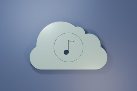 Gray Music streaming service icon isolated on purple-blue background. Sound cloud computing, online media streaming, online song, audio wave. Minimalism concept. 3D render illustration.の写真素材