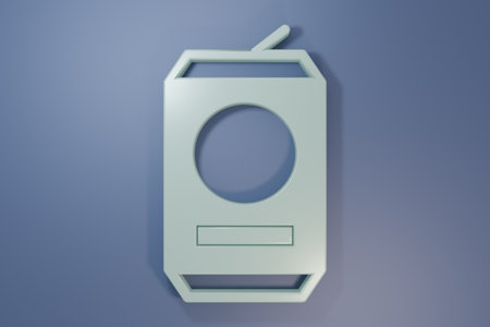 Gray Beer can icon isolated on purple-blue background. Minimalism concept. 3D render illustration.の写真素材