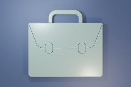 Gray Briefcase icon isolated on purple-blue background. Business case sign. Business portfolio. Minimalism concept. 3D render illustration.の写真素材
