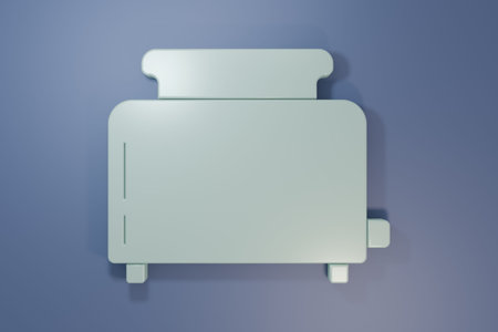 Gray Toaster with toasts icon isolated on purple-blue background. Minimalism concept. 3D render...