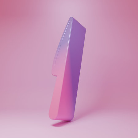 Purple-pink Knife icon isolated on pink background. Cutlery symbol. Minimalism concept. 3D render illustration.の写真素材