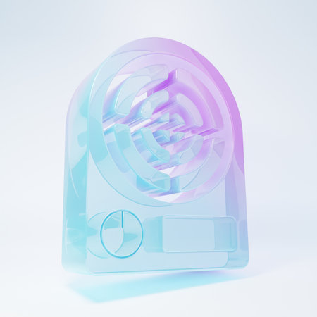 Frosted glass Electric heater icon isolated on white background. Infrared floor heater with remote control. House climate control. Minimalism concept. 3D render illustration.の写真素材