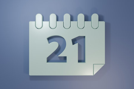 Gray Calendar icon isolated on purple-blue background. Event reminder symbol. Minimalism concept. 3D render illustration.の写真素材