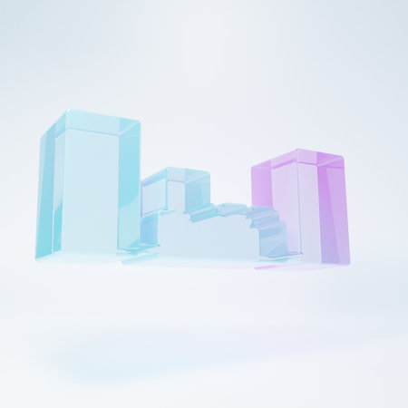 Frosted glass Home stereo with two speaker icon isolated on white background. Music system. Minimalism concept. 3D render illustration.の写真素材