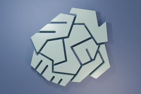 Gray Crumpled paper ball icon isolated on purple-blue background. Minimalism concept. 3D render illustration.の写真素材
