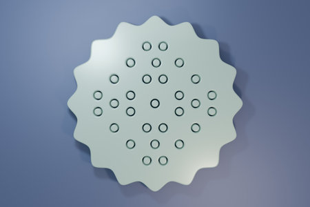 Gray Cracker biscuit icon isolated on purple-blue background. Sweet cookie. Minimalism concept. 3D render illustration.の写真素材