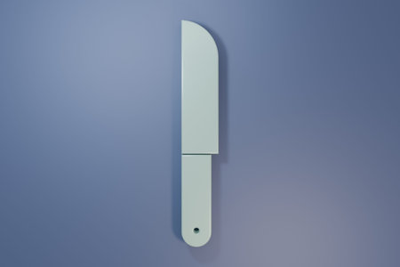 Gray Knife icon isolated on purple-blue background. Cutlery symbol. Minimalism concept. 3D render...