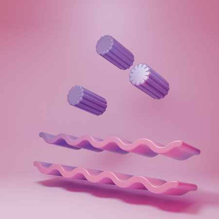 Purple-pink waves icon isolated on pink background. Minimalism concept. 3D render illustration.