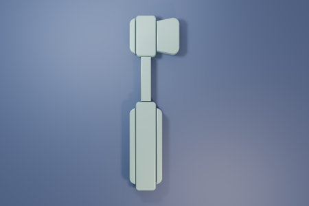 Gray icon isolated on purple-blue background. Minimalism concept. 3D render illustration.の写真素材