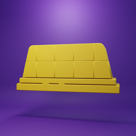 Yellow Taxi car roof icon isolated on purple background. Minimalism concept. 3D render illustration.の写真素材