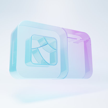 Frosted glass Sushi icon isolated on white background. Traditional Japanese food. Minimalism concept. 3D illustration.の写真素材