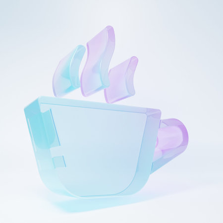 Frosted glass Coffee cup icon isolated on white background. Tea cup. Hot drink coffee. Minimalism...