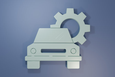Gray Car service icon isolated on purple-blue background. Auto mechanic service. Repair service auto mechanic. Maintenance sign. Minimalism concept. 3D render illustration.の写真素材