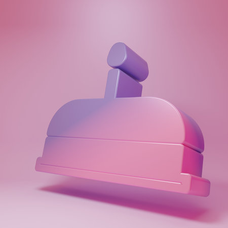 Purple-pink object with elements isolated on pink background. Minimalism concept. 3D render illustration.の写真素材