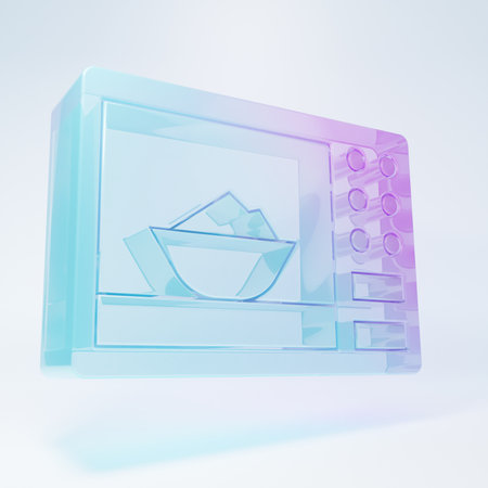 Frosted glass Microwave oven icon isolated on white background. Home appliances icon. Minimalism concept. 3D render illustration.の写真素材