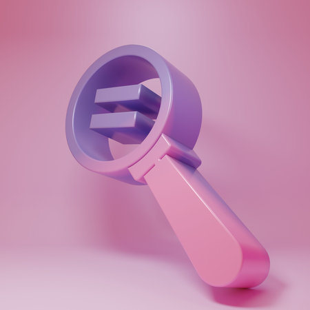 Purple-pink Calculation icon isolated on pink background. Minimalism concept. 3D render illustration.の写真素材