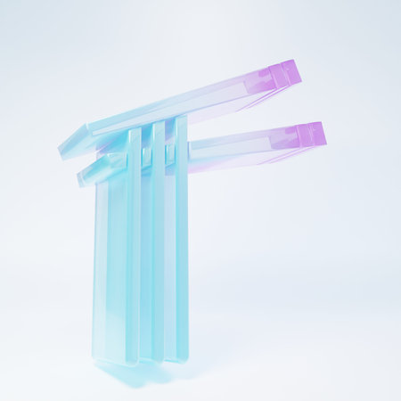 Frosted glass Asian noodles and chopsticks icon isolated on white background. Street fast food menu....