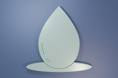 Gray drop icon isolated on purple-blue background. Minimalism concept. 3D render illustration.の写真素材