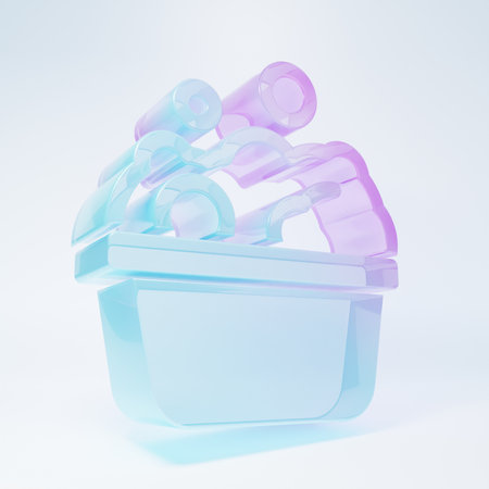 Frosted glass bath icon isolated on white background. Minimalism concept. 3D render illustration.の写真素材