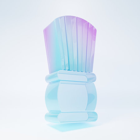 Frosted glass Shaving brush icon isolated on white background. Barbershop symbol. Minimalism concept. 3D render illustration.の写真素材