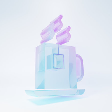 Frosted glass Cup of tea with tea bag icon isolated on white background. Minimalism concept. 3D render illustration.の写真素材