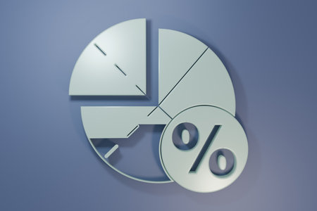 Gray Graph, schedule, chart, diagram, infographic, pie graph icon isolated on purple-blue background. Minimalism concept. 3D render illustration.の写真素材