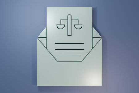 Gray Subpoena icon isolated on purple-blue background. The arrest warrant, police report, subpoena. Justice concept. Minimalism concept. 3D render illustration.の写真素材
