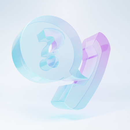 Frosted glass Telephone handset and speech bubble chat icon isolated on white background. Phone sign. Minimalism concept. 3D render illustration.の写真素材