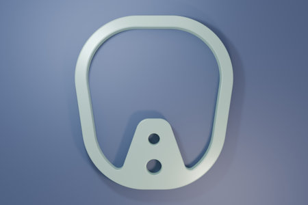 Gray Diving mask icon isolated on purple-blue background. Diving underwater equipment. Minimalism concept. 3D render illustration.の写真素材