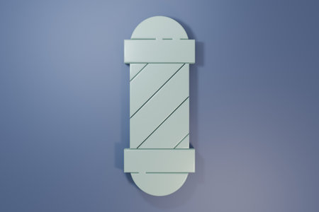 Gray Classic Barber shop pole icon isolated on purple-blue background. Barbershop pole symbol. Minimalism concept. 3D render illustration.の写真素材