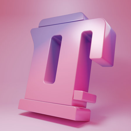 Purple-pink Electric kettle icon isolated on pink background. Teapot icon. Minimalism concept. 3D render illustration.の写真素材